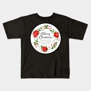 Merry Christmas Round Sticker 18 Kids T-Shirt